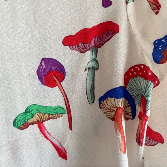 Le Superbe for Anthro Micro Magic Ex-Boyfriend Shirt Ivory Mushroom Print  8 NWT - Picture 12 of 16